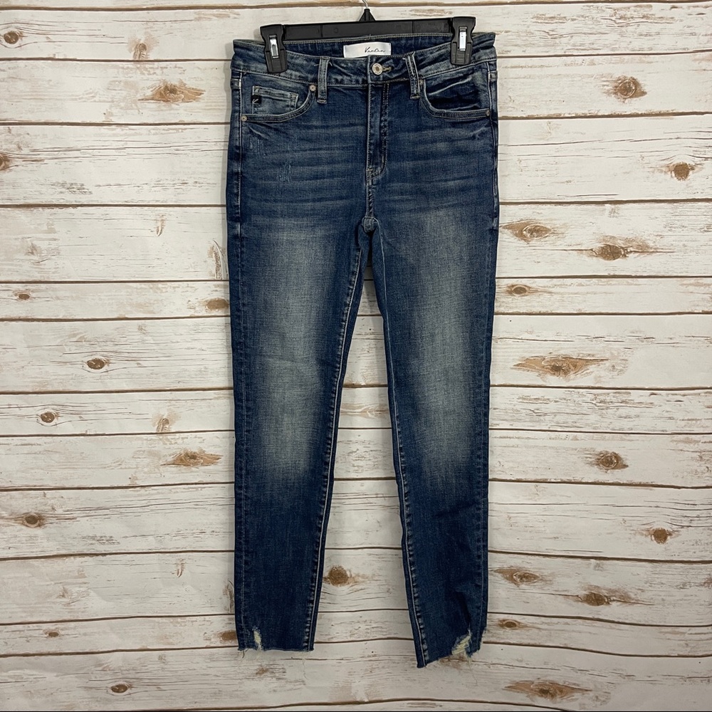Kancan Raw Hem Distressed Stretch Skinny Jeans
